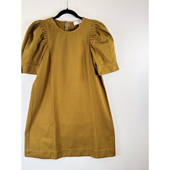 NWT Sea NY Womens Dress Brown Denim Metta Acid Puff Sleeve Mini Jean A Line XS - Picture 6 of 12